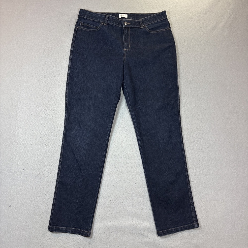Rafaella Sport Curvy Jeans Women 14 Dark Indigo Blue Straight Leg Denim